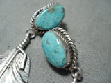 Stunning Navajo Kingman Turquoise Sterling Silver Earrings Native American-Nativo Arts