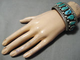 Stunning Vintage Navajo Blue & Green Turquoise Sterling Silver Bracelet Native American-Nativo Arts