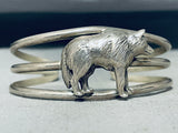 Detailed Wolf Vintage Native American Navajo Sterling Silver Bracelet-Nativo Arts
