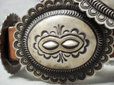 Very Heavy Vintage Native American Navajo Hand Tooled Sterling Silver Concho Belt Old-Nativo Arts