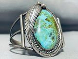 Rare Vintage Native American Navajo Green Turquoise Sterling Silver Bracelet-Nativo Arts