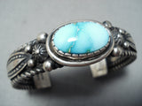 Famous Native American Navajo Al Jake Carico Lake Turquoise Sterling Silver Bracelet-Nativo Arts