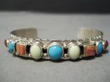 Marvelous Vintage Native American Navajo Tearded Turquoise Sterling Silver Bracelet Cuff-Nativo Arts