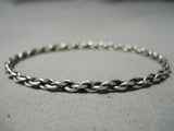 Intricately Hand Woven Vintage Native American Navajo Sterling Silver Rope Bangle Bracelet Old-Nativo Arts