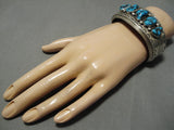 Important Vintage Native American Navajo Kee Joe Benally Turquoise Sterling Silver Bracelet Old-Nativo Arts
