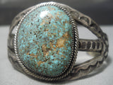 Important Vintage Native American Navajo Lone Mountain Turquoise Sterling Silver Bracelet Old-Nativo Arts