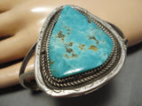 Important Vintage Native American Navajo Leo Nez Royston Turquoise Sterling Silver Bracelet Old-Nativo Arts