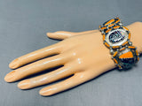 Best Vintage Native American Navajo Outer Space Turquoise Inlay Shell Sterling Silver Bracelet-Nativo Arts