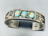 Rare Vintage Native American Navajo 3 Royston Turquoise Storyteller Sterling Silver Bracelet-Nativo Arts