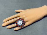 Crazy Best Navajo Coral Coin Sterling Silver Native American Ring-Nativo Arts