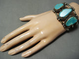 Incredible Vintage Native American Navajo Blue Gem Turquoise Sterling Silver Bracelet-Nativo Arts