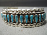 Attractive Vintage Native American Navajo Turquoise Sterling Silver Bracelet Old-Nativo Arts