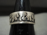 Flames Of Native American Jewelry Silver Vintage Navajo Sterling Ring Old-Nativo Arts
