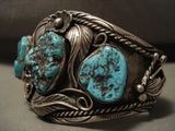 Floral Fountain Vintage Navajo Turquoise Native American Jewelry Silver Bracelet Old-Nativo Arts