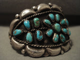 Flower Turquoise Love Vintage Navajo Native American Jewelry Silver Bracelet Old-Nativo Arts
