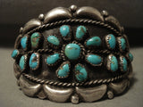 Flower Turquoise Love Vintage Navajo Native American Jewelry Silver Bracelet Old-Nativo Arts