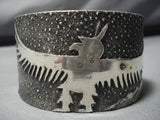 Flying Eagle Native American Sterlling Silver Cuff Bracelet- Heavy!!-Nativo Arts