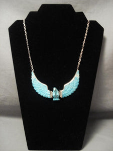 Flying Moveable Wings Vintage Navajo Eagle Native American Jewelry Silver Necklace-Nativo Arts