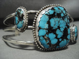Forearm Bracelet Vintage Navajo Blue Wind Turquoise Native American Jewelry Silver Bracelet-Nativo Arts