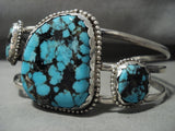 Forearm Bracelet Vintage Navajo Blue Wind Turquoise Native American Jewelry Silver Bracelet-Nativo Arts