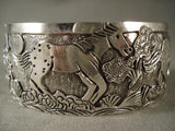 Galloping Horse extra Detail Native American Jewelry Silver Navajo Bracelet-Nativo Arts