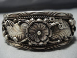 Garden Of Leaves Vintage Native American Jewelry Navajo Sterling Silver Bracelet Cuff Old-Nativo Arts