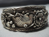 Garden Of Leaves Vintage Native American Jewelry Navajo Sterling Silver Bracelet Cuff Old-Nativo Arts