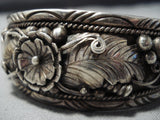 Garden Of Leaves Vintage Native American Jewelry Navajo Sterling Silver Bracelet Cuff Old-Nativo Arts