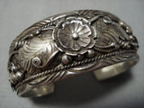 Garden Of Leaves Vintage Native American Jewelry Navajo Sterling Silver Bracelet Cuff Old-Nativo Arts