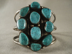Gargantuan Vintage Navajo Spiderweb Turquoise Native American Jewelry Silver Bracelet-Nativo Arts