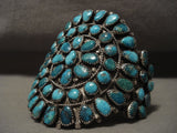Gargantuan Vintage Navajo Turquoise Native American Jewelry Silver Bracelet-Nativo Arts