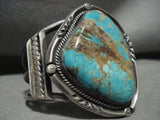 Giant 94 Grams Vintage Navajo Royston Turquoise Native American Jewelry Silver Bracelet-Nativo Arts