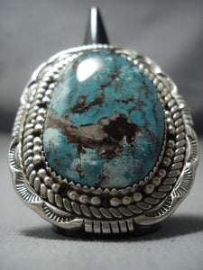 Giant! Navajo Green Turquoise Sterling Native American Jewelry Silver Ring Native American Jewelry-Nativo Arts