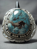 Giant! Navajo Green Turquoise Sterling Native American Jewelry Silver Ring Native American Jewelry-Nativo Arts