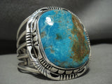 Giant Navajo Pilot Mntn Turquoise Native American Jewelry Silver Bracelet0 Wow!-Nativo Arts