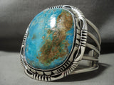 Giant Navajo Pilot Mntn Turquoise Native American Jewelry Silver Bracelet0 Wow!-Nativo Arts