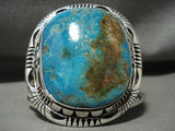 Giant Navajo Pilot Mntn Turquoise Native American Jewelry Silver Bracelet0 Wow!-Nativo Arts