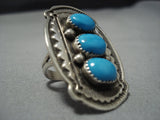 Giant!! Vintage Native American Jewelry Navajo Domed Turquoise Sterling Silver Ring-Nativo Arts