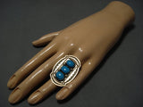 Giant!! Vintage Native American Jewelry Navajo Domed Turquoise Sterling Silver Ring-Nativo Arts