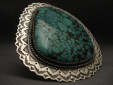 Giganctic Vintage Navajo Spiderweb Turquoise Native American Jewelry Silver Bracelet-Nativo Arts