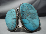 Gigantic 147 Gram Vintage Native American Jewelry Navajo Blue Diamond Turquoise Sterling Silver Bracelet-Nativo Arts