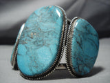 Gigantic 147 Gram Vintage Native American Jewelry Navajo Blue Diamond Turquoise Sterling Silver Bracelet-Nativo Arts