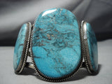 Gigantic 147 Gram Vintage Native American Jewelry Navajo Blue Diamond Turquoise Sterling Silver Bracelet-Nativo Arts