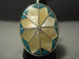 Gigantic 42 Grams! Vintage Zuni/ Navajo Spiderweb Turquoise Sterling Native American Jewelry Silver Ring-Nativo Arts