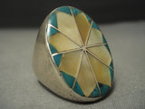 Gigantic 42 Grams! Vintage Zuni/ Navajo Spiderweb Turquoise Sterling Native American Jewelry Silver Ring-Nativo Arts