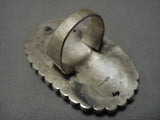 Gigantic Cas Kalla Carico Lake Turquoise Vintage Native American Navajo Sterling Silver Ring Old-Nativo Arts