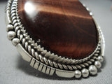 Gigantic Native American Jewelry Navajo Important Tso Family Tiger Eye Sterling Silver Ring-Nativo Arts