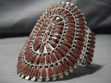 Gigantic Navajo Coral Sterling Silver Native American Coral Bracelet Cuff-Nativo Arts