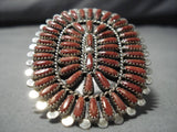 Gigantic! Navajo Coral Sterling Silver Native American Ring-Nativo Arts