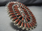 Gigantic! Navajo Coral Sterling Silver Native American Ring-Nativo Arts